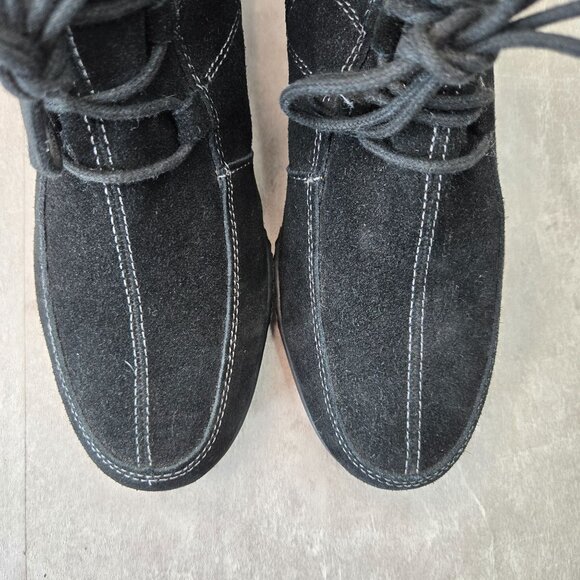 Aerosoles Ankle Boots Wedge 8 Black Suede Victorian Retro Lace Up Comfort Bootie - Picture 9 of 12